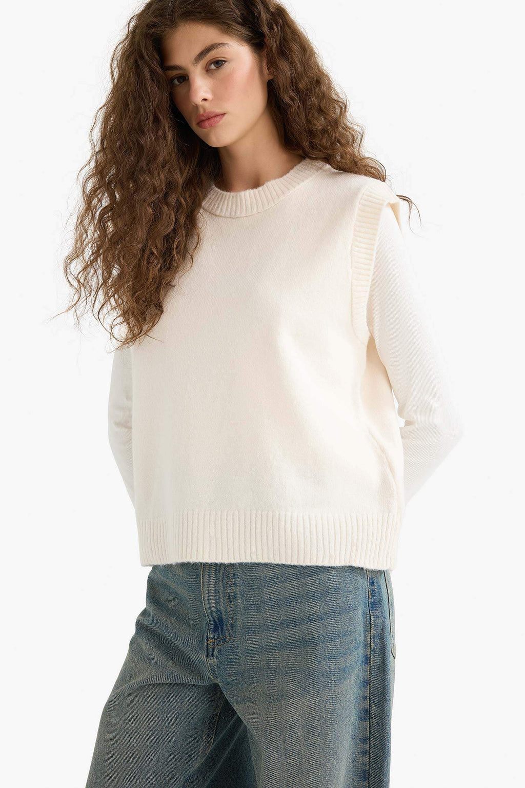 Regular Fit Basic Plain Crew Neck Knit Sweater