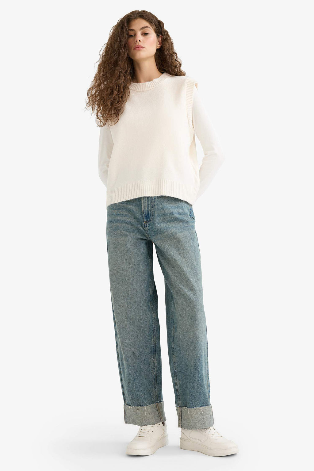 Regular Fit Basic Plain Crew Neck Knit Sweater