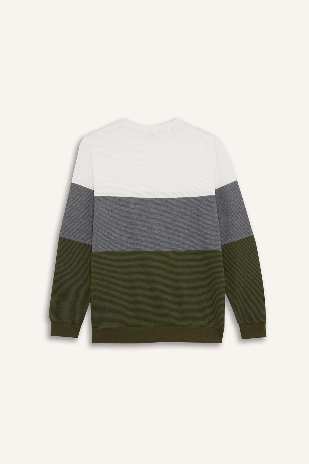 Regular Fit Crew Neck Color Block Jacquard Sweatshirt