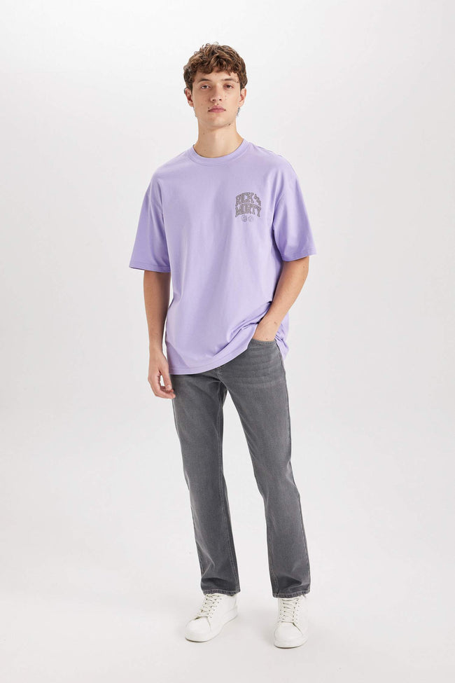 Boxy Fit Rick and Morty Licensed Crew Neck Printed T-Shirt Main Image