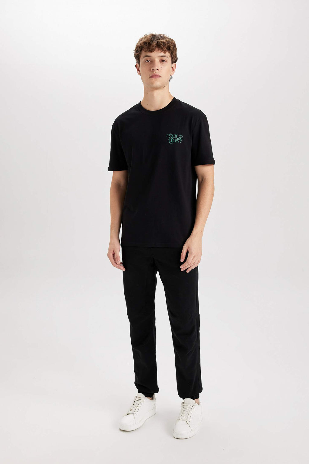 Regular Fit Crew Neck Rick and Morty Printed T-Shirt