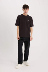 Boxy Fit Crew Neck Non-Ironing Breathable Printed Short Sleeve Heavy Fabric T-Shirt