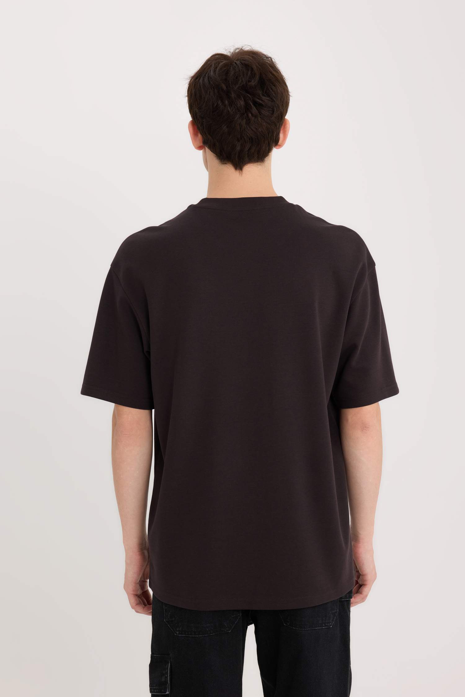 Boxy Fit Crew Neck Non-Ironing Breathable Printed Short Sleeve Heavy Fabric T-Shirt