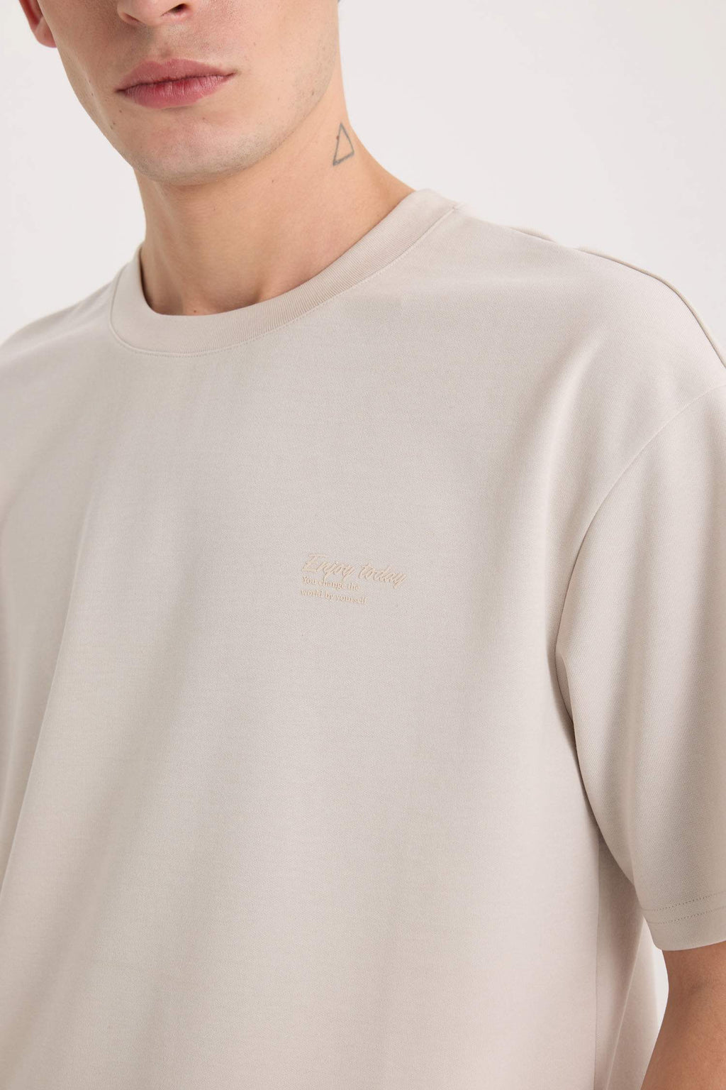 Boxy Fit Crew Neck Non-Ironing Breathable Printed Short Sleeve Heavy Fabric T-Shirt