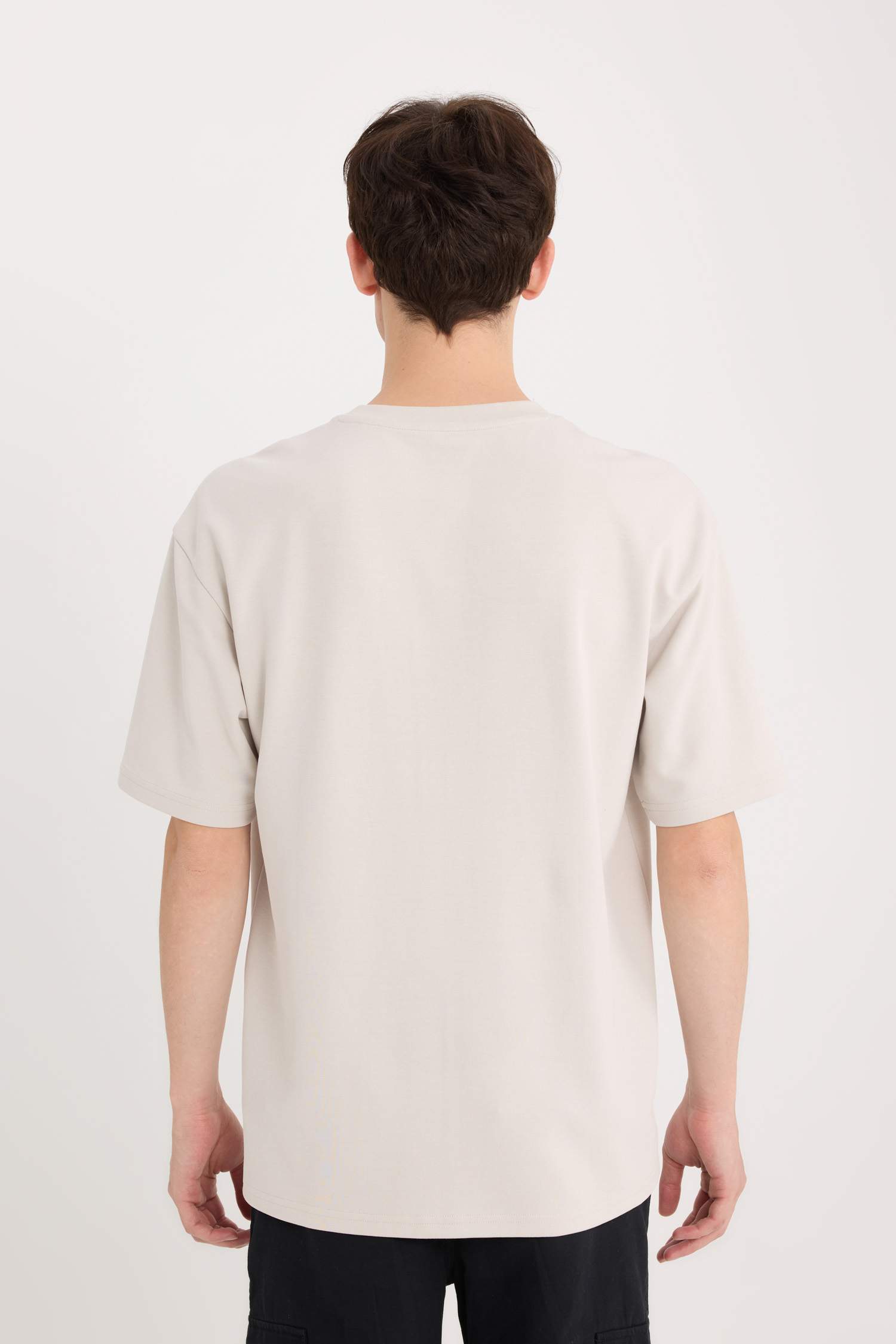 Boxy Fit Crew Neck Non-Ironing Breathable Printed Short Sleeve Heavy Fabric T-Shirt