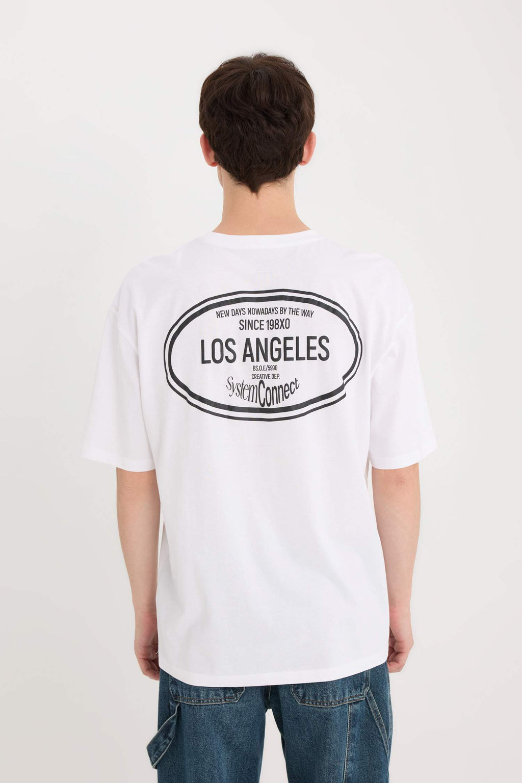 Oversize Fit Crew Neck Slogan Print T-Shirt