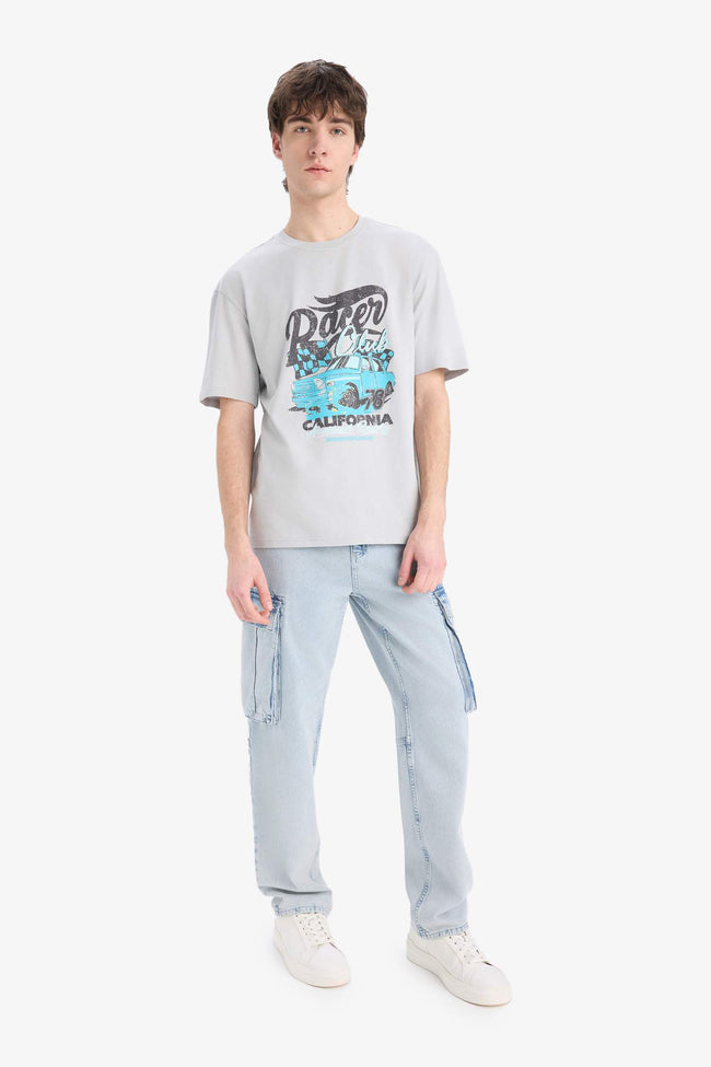 100% Cotton Boxy Fit Crew Neck Printed Short Sleeve T-Shirt Main Image