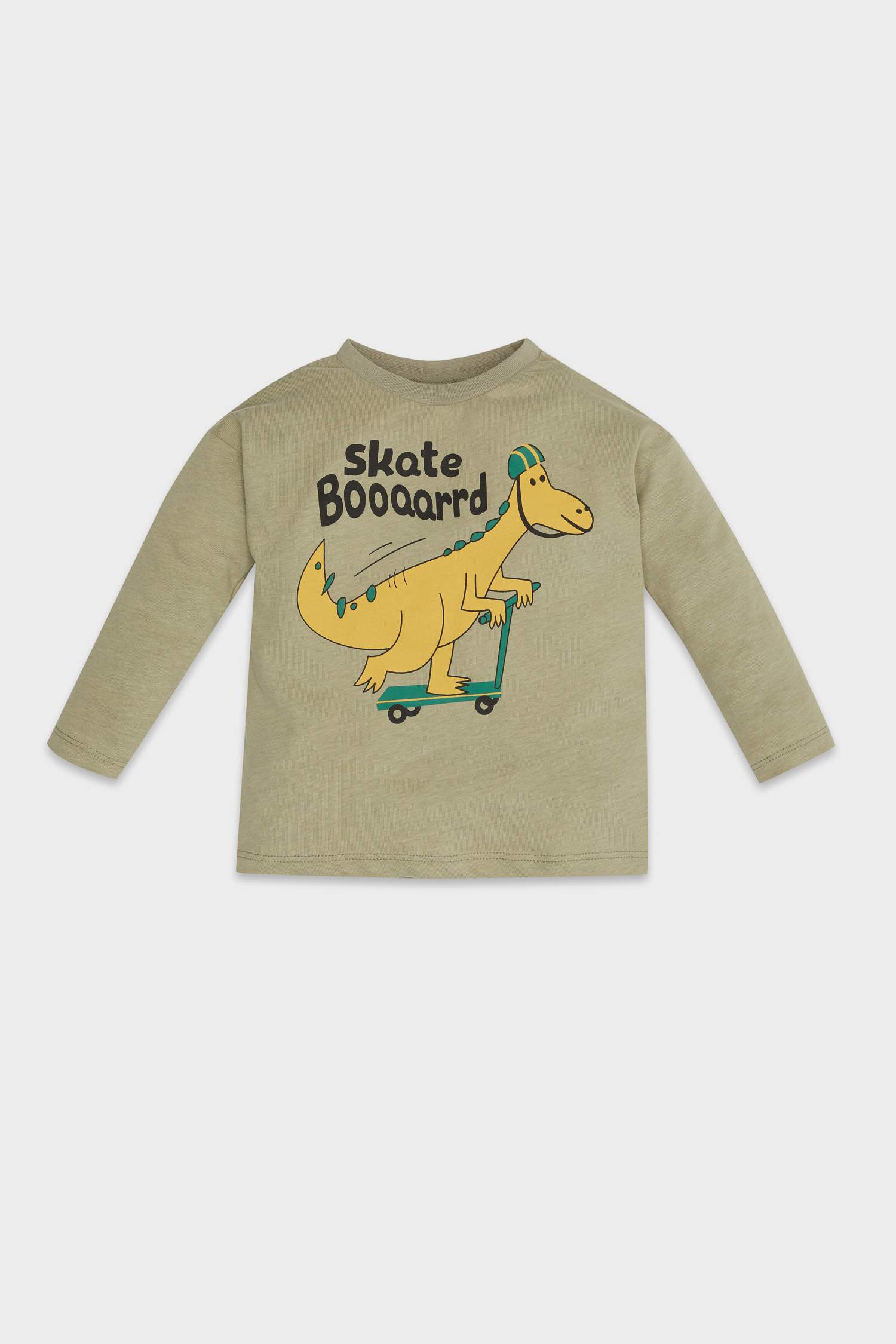 Men's Baby Cycling Collar Dinosaur Printed Long Sleeve T-Shirt