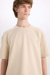 Boxy Fit Crew Neck Printed Heavy Fabric T-Shirt