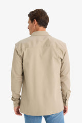 Regular Fit Polo Collar Gabardin Long Sleeve Shirt