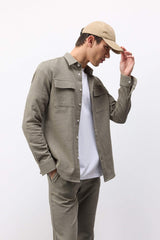 Regular Fit Polo Collar Cotton Long Sleeve Shirt