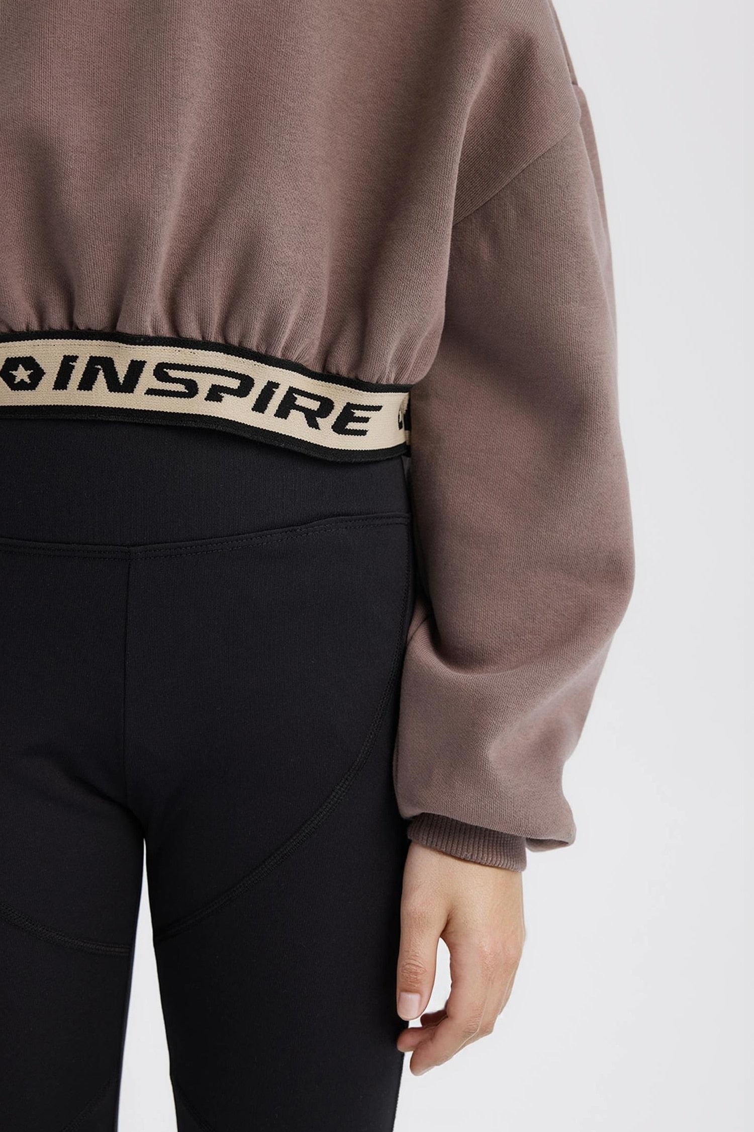 Girls Crop Crew Neck Printed Sweatshirt with Soft Fleece Lining