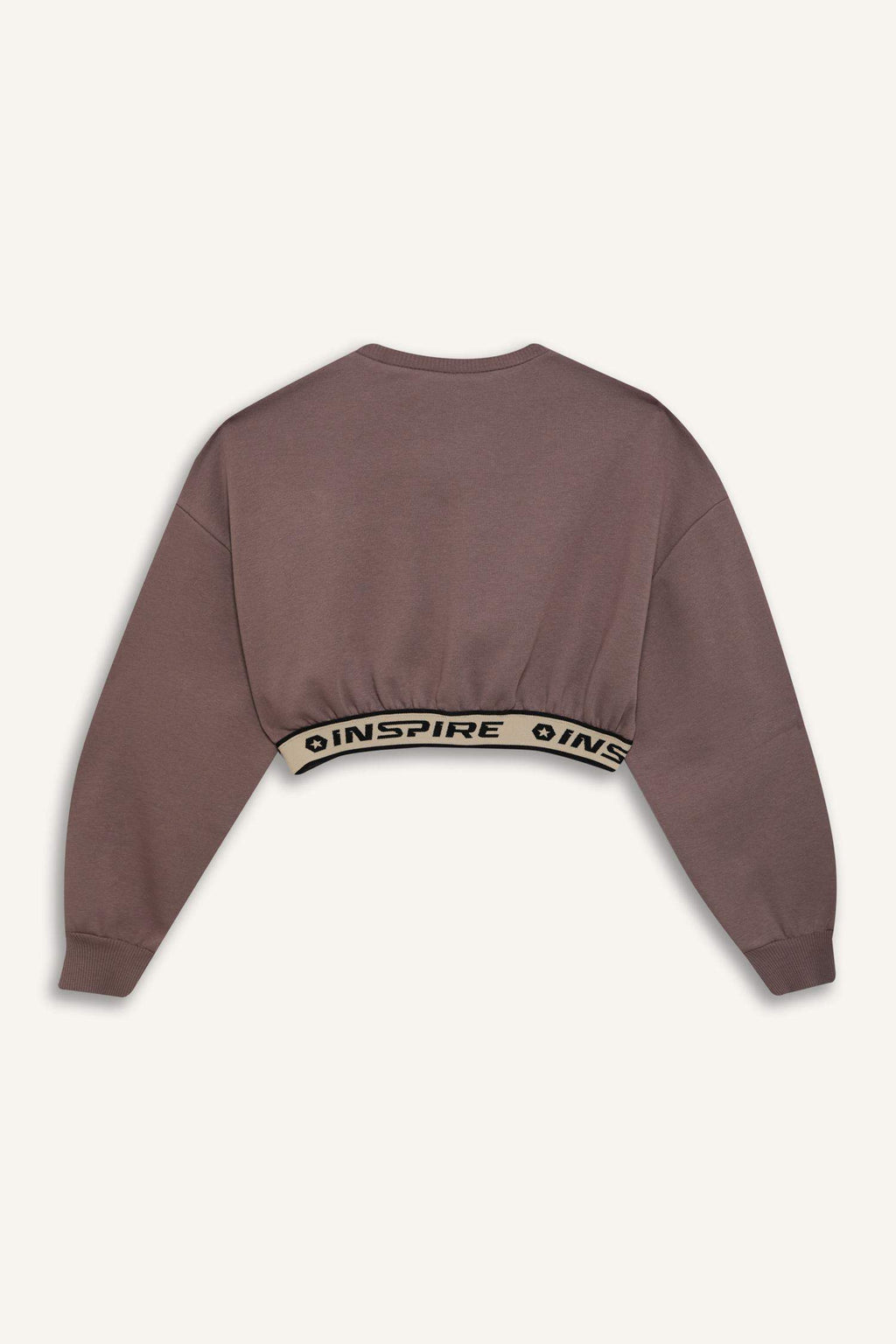 Girls Crop Crew Neck Printed Sweatshirt with Soft Fleece Lining