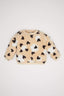 Baby Girl Crew Neck Heart Patterned Soft Furry Inside Welsoft Plush Sweatshirt