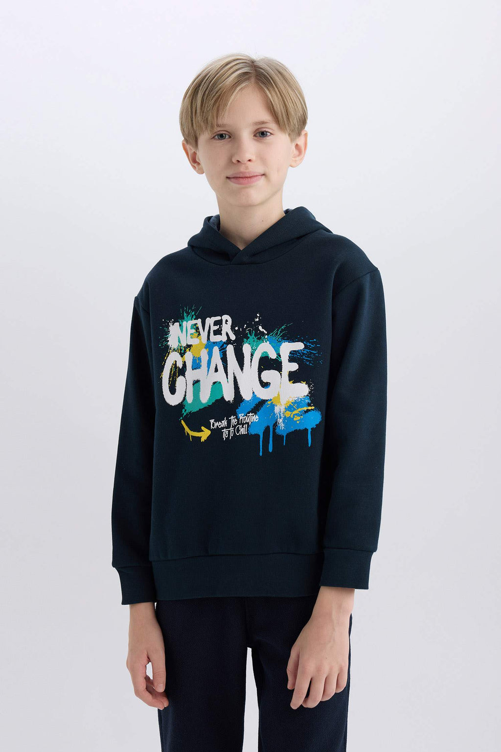 Boys Hooded Printed Sweatshirt with Soft Fleece Lining