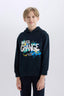 Boys Hooded Printed Sweatshirt with Soft Fleece Lining