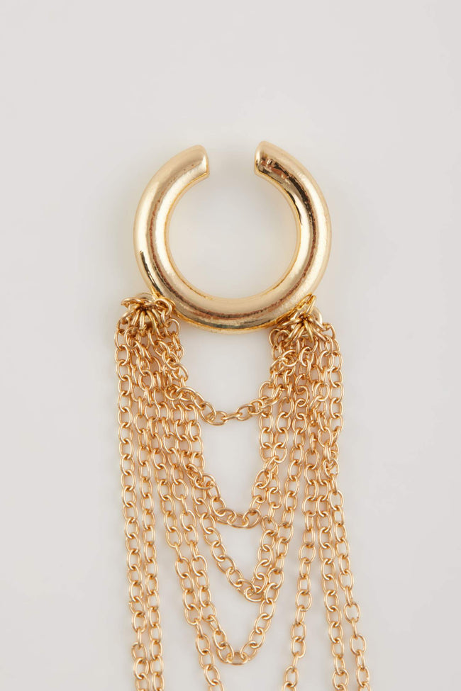 Women Shaking Gold Cartilage Earring Hover Image