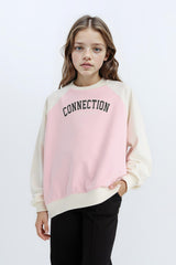 Girls Relax Fit Crew Neck Printed Sweatshirt