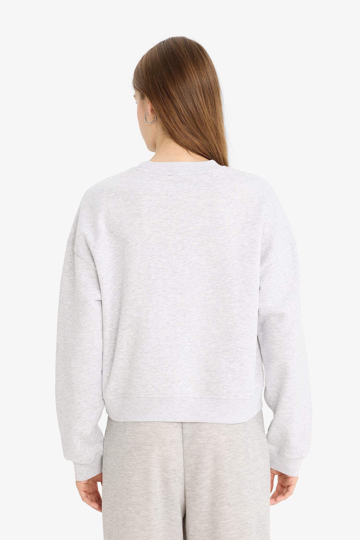 Regular Fit Crew Neck Thick Basic Plain Sweatshirt