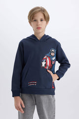Boys Marvel Hooded Kangaroo Pocket Sweatshirt