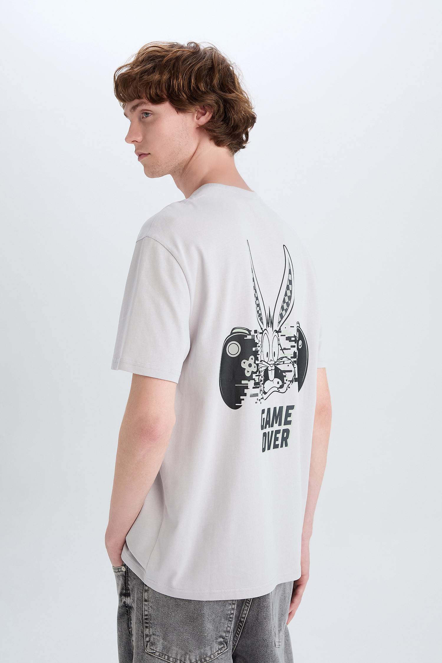 T-shirt with a round neck, with a print, straight cut, Looney Tunes