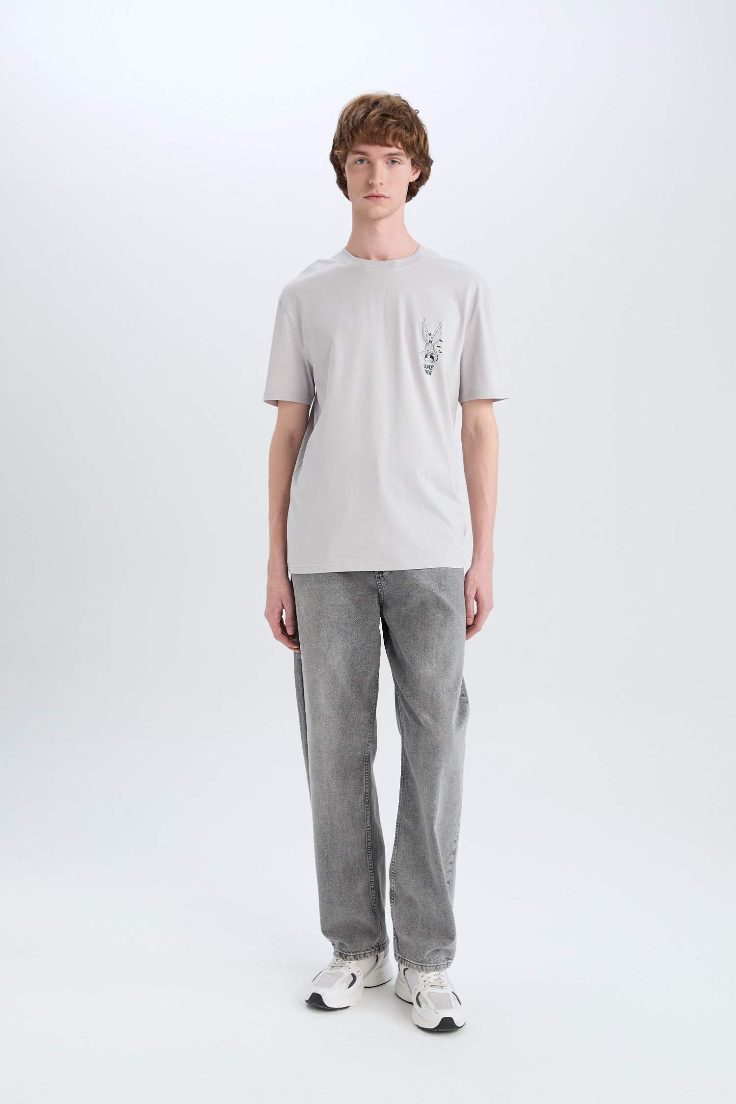 T-shirt with a round neck, with a print, straight cut, Looney Tunes