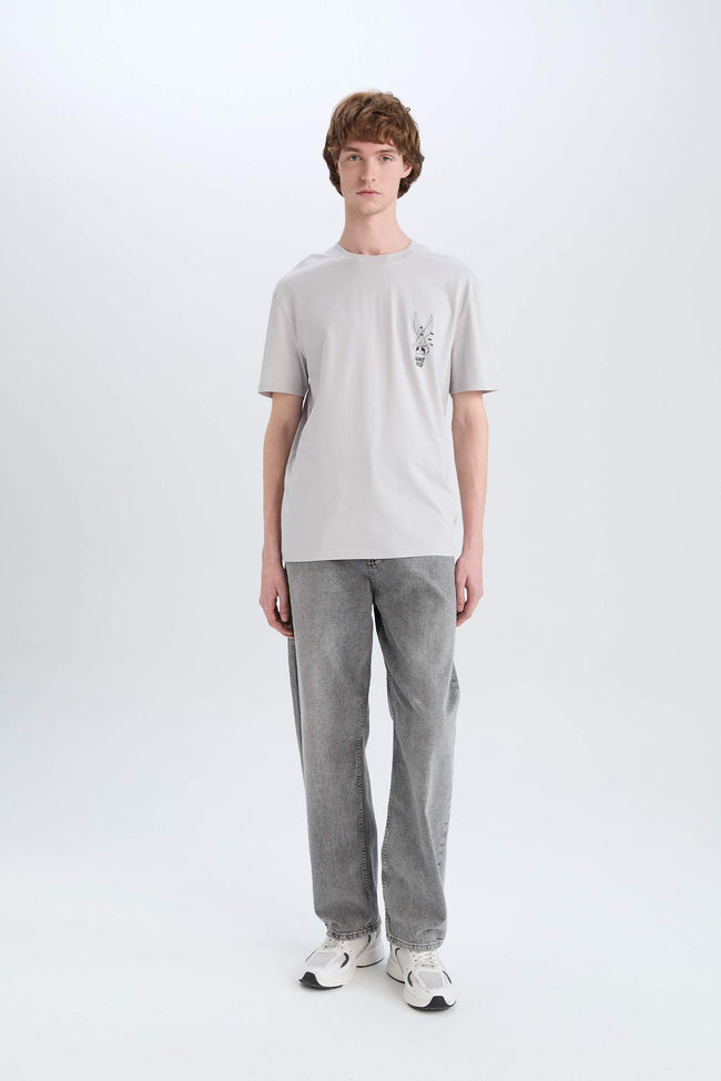 T-shirt with a round neck, with a print, straight cut, Looney Tunes Main Image