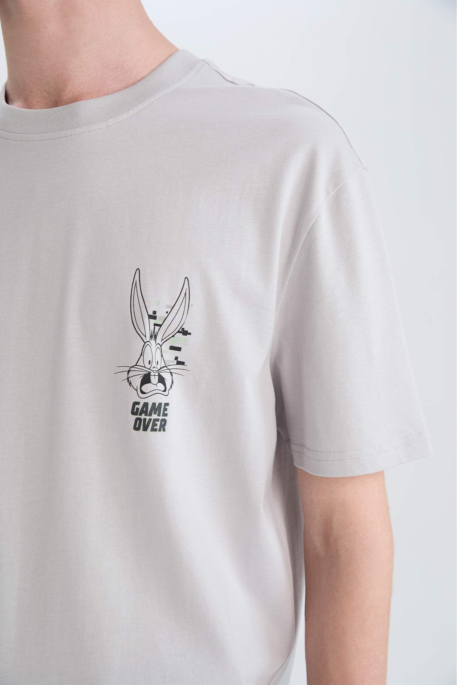 T-shirt with a round neck, with a print, straight cut, Looney Tunes