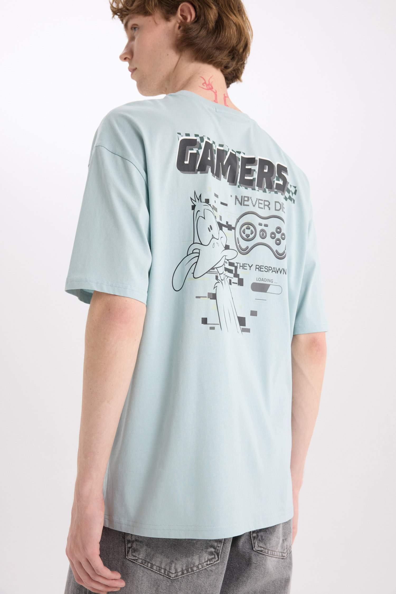 100% Cotton Looney Tunes Boxy Fit Crew Neck Back Printed Short Sleeve T-Shirt