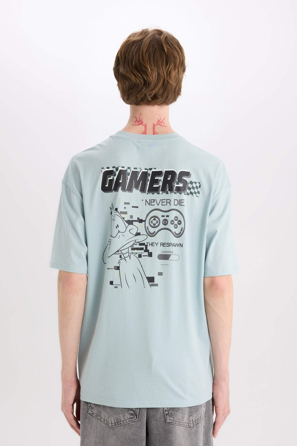 100% Cotton Looney Tunes Boxy Fit Crew Neck Back Printed Short Sleeve T-Shirt