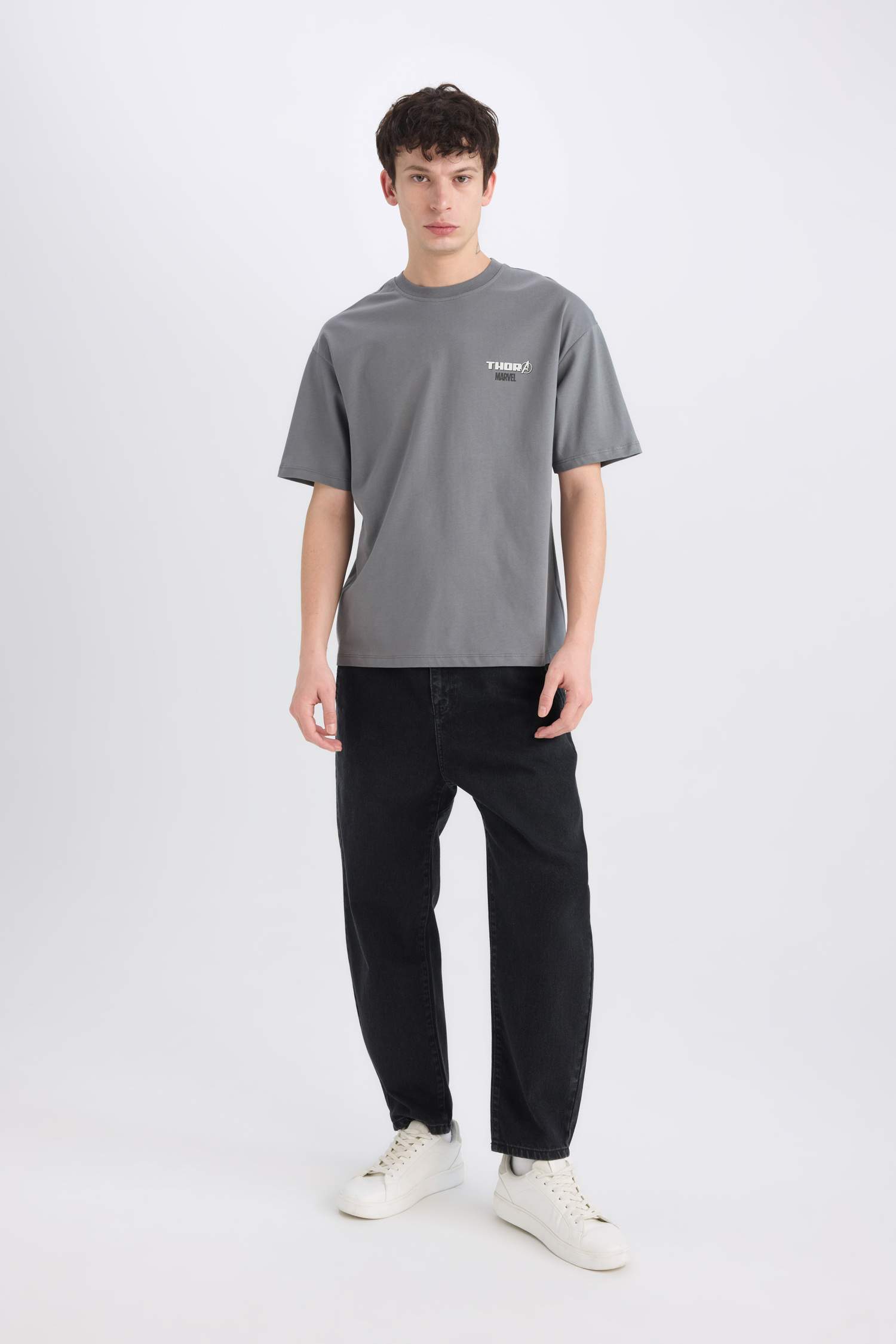 100% Cotton Marvel Boxy Fit Crew Neck Back Printed Short Sleeve T-Shirt