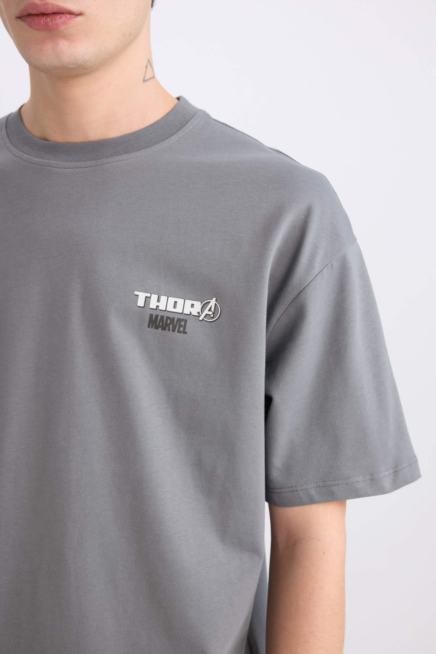 100% Cotton Marvel Boxy Fit Crew Neck Back Printed Short Sleeve T-Shirt