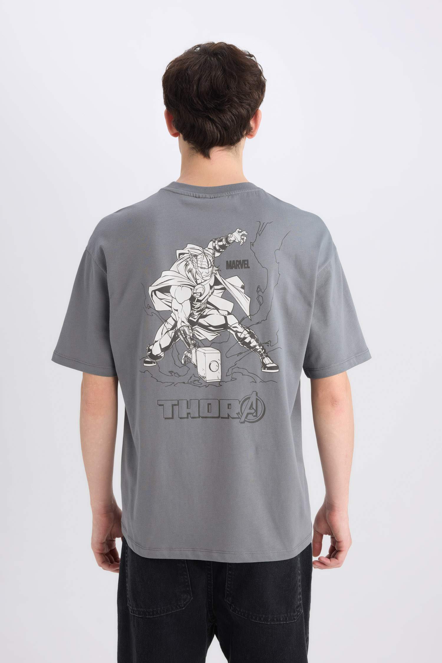 100% Cotton Marvel Boxy Fit Crew Neck Back Printed Short Sleeve T-Shirt