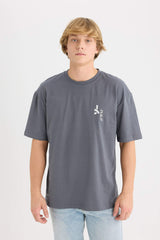 100% Cotton Marvel Boxy Fit Crew Neck Back Printed Short Sleeve T-Shirt