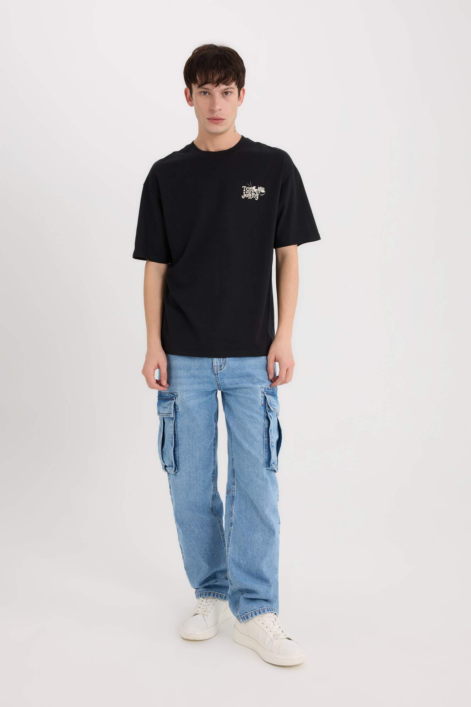 100% Cotton Tom & Jerry Boxy Fit Crew Neck Back Printed Short Sleeve T-Shirt