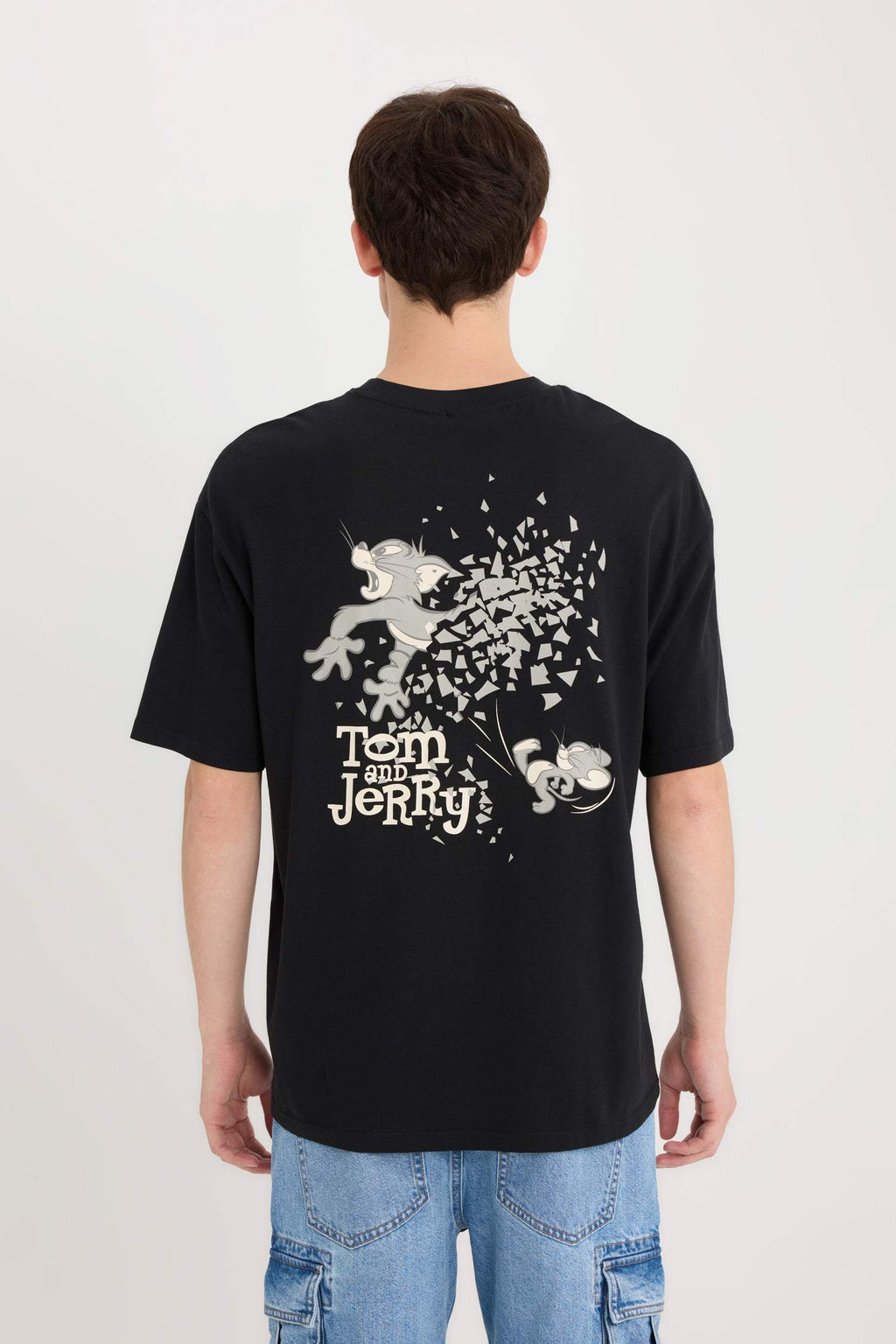 100% Cotton Tom & Jerry Boxy Fit Crew Neck Back Printed Short Sleeve T-Shirt
