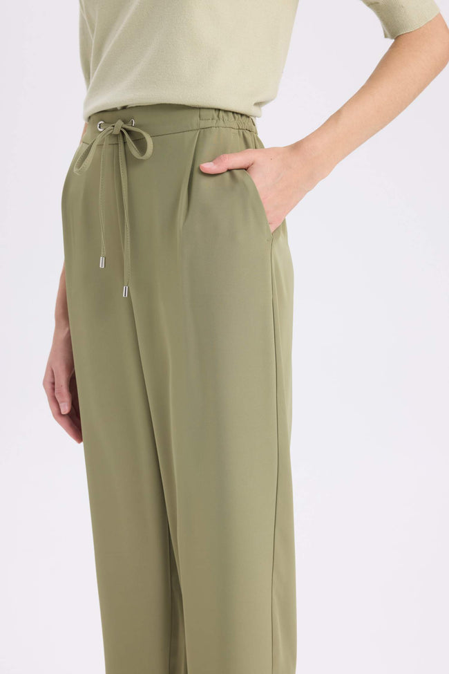 Normal Waist Short Leg Crepe Jogger Pants Hover Image