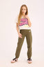 Girls Printed Jogger Sweatpants with Elastic Waist and Cuffs