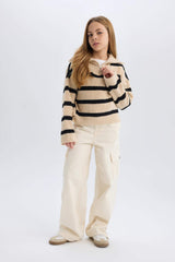 Girls Wide Leg Cargo Wide Leg Jean Pants