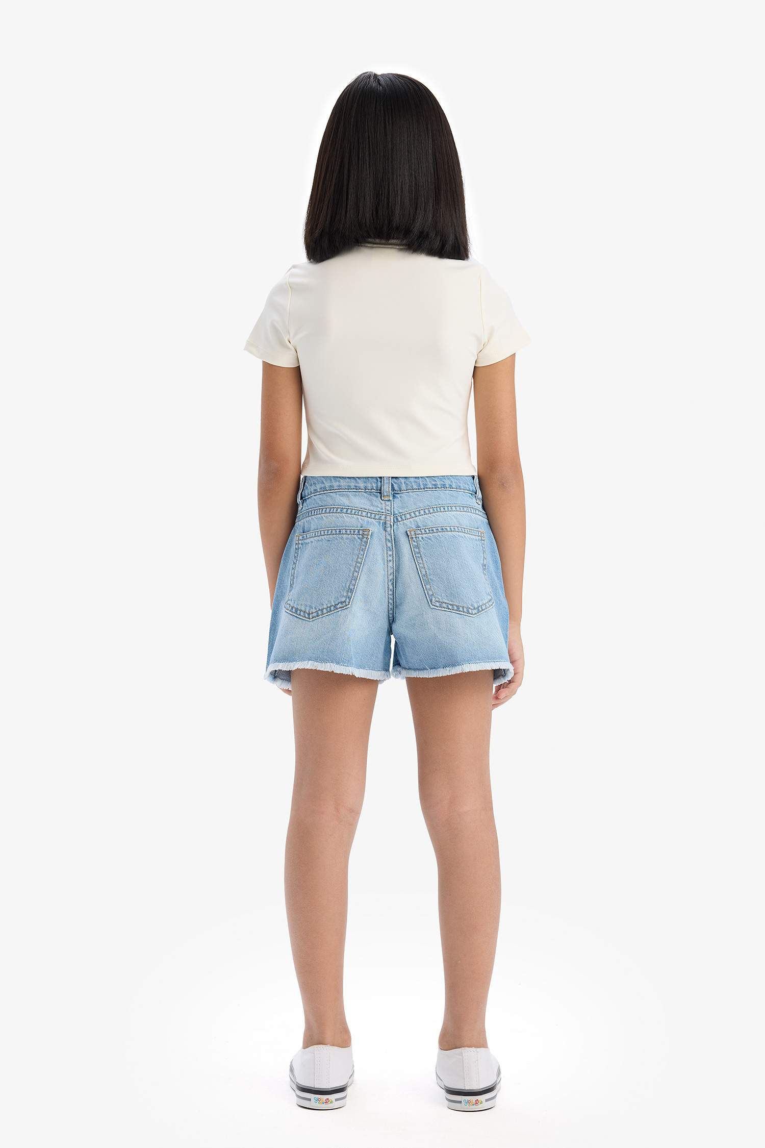Girl Ripped Detailed Cotton Shorts