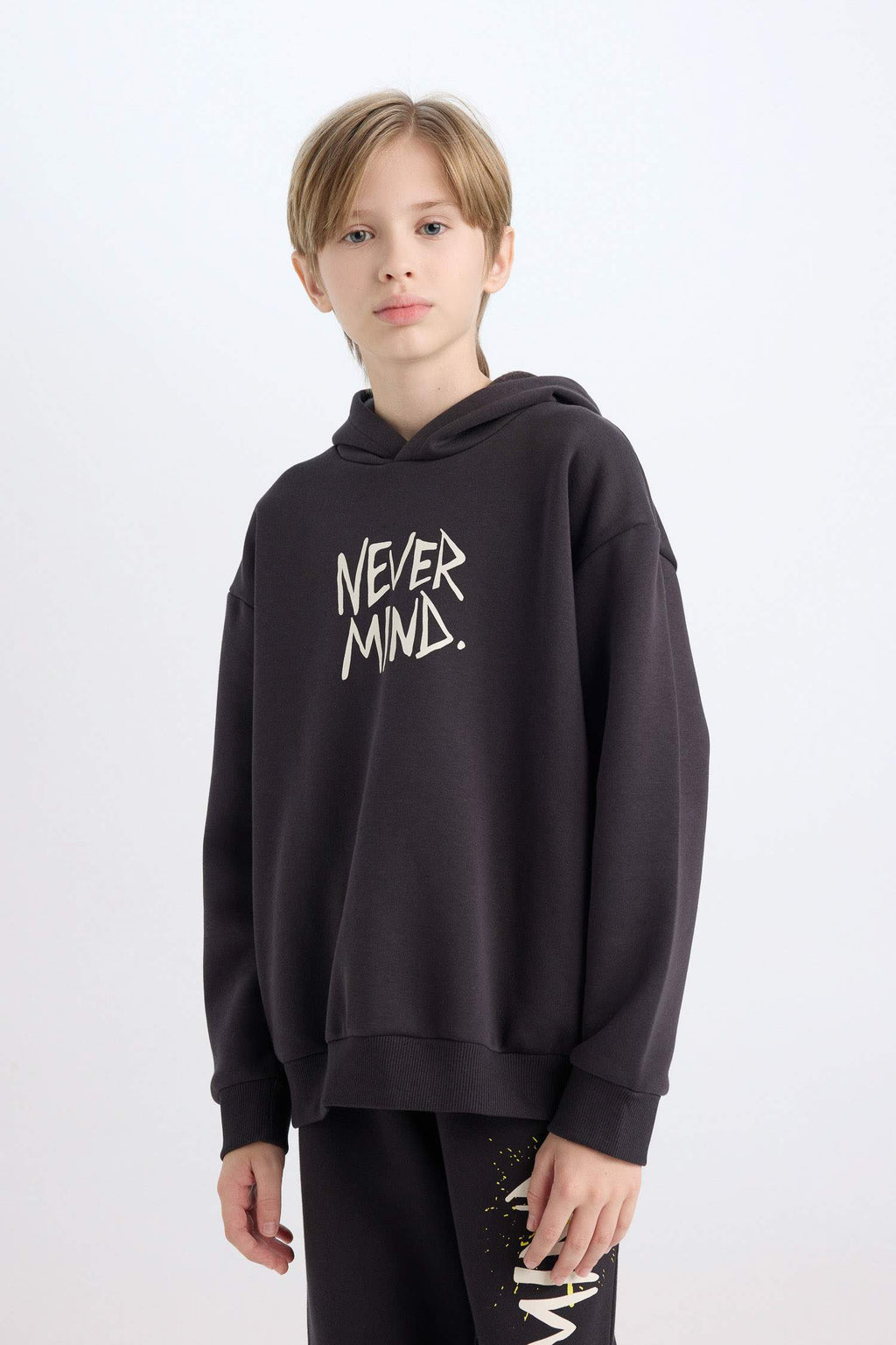 Boy Oversize Fit Mold Back Printed Hooded Sweatshirt