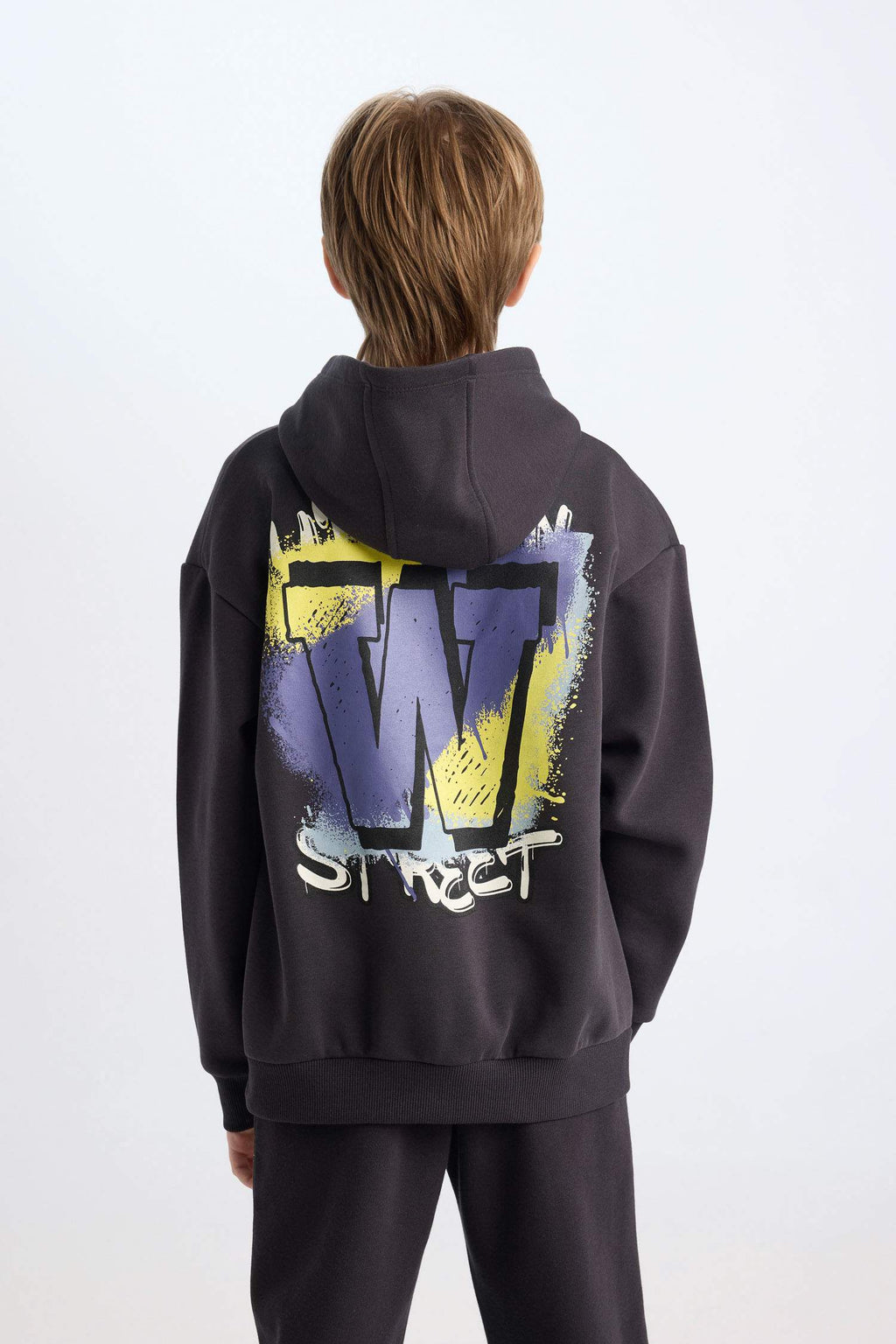 Boy Oversize Fit Mold Back Printed Hooded Sweatshirt