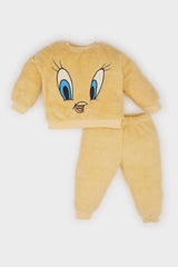 Baby Girl Looney Tunes 2-Piece Plush Sweatshirt with Elastic Waistband and Tracksuit Bottoms