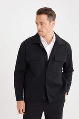 Relax Fit Polo Collar Shirt Jacket with Snap Pockets