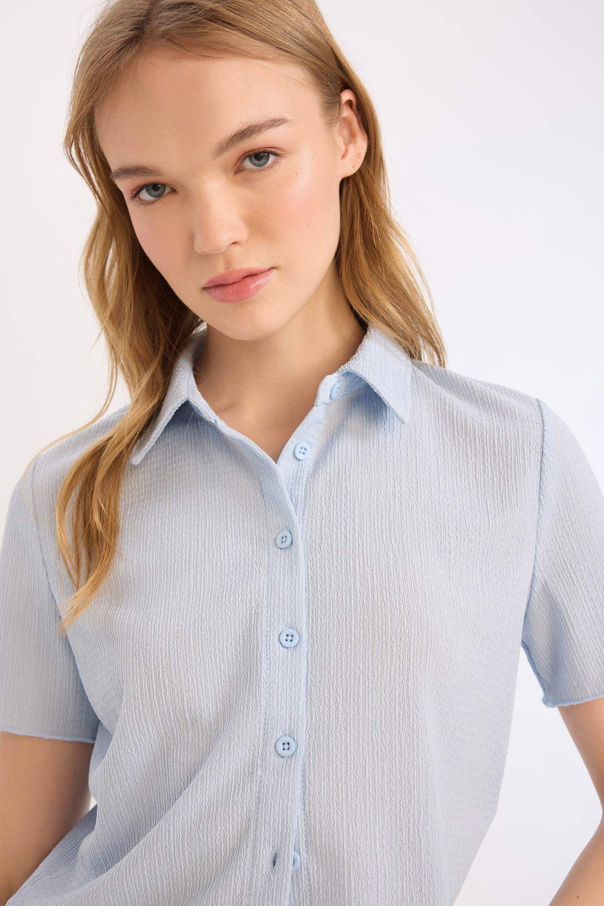 Slim Fit Shirt Collar Short Sleeve Shirt