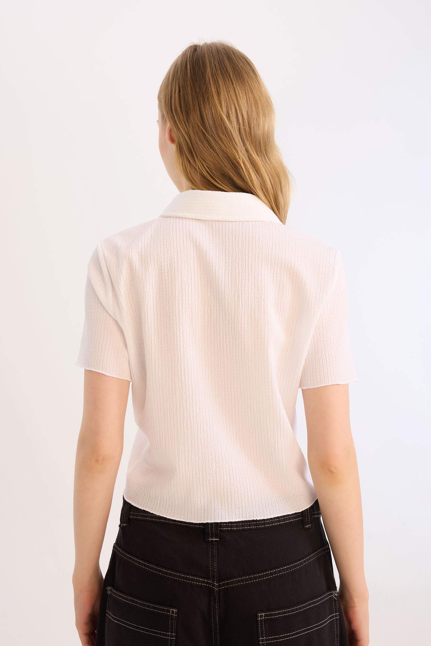 Slim Fit Shirt Collar Short Sleeve Shirt