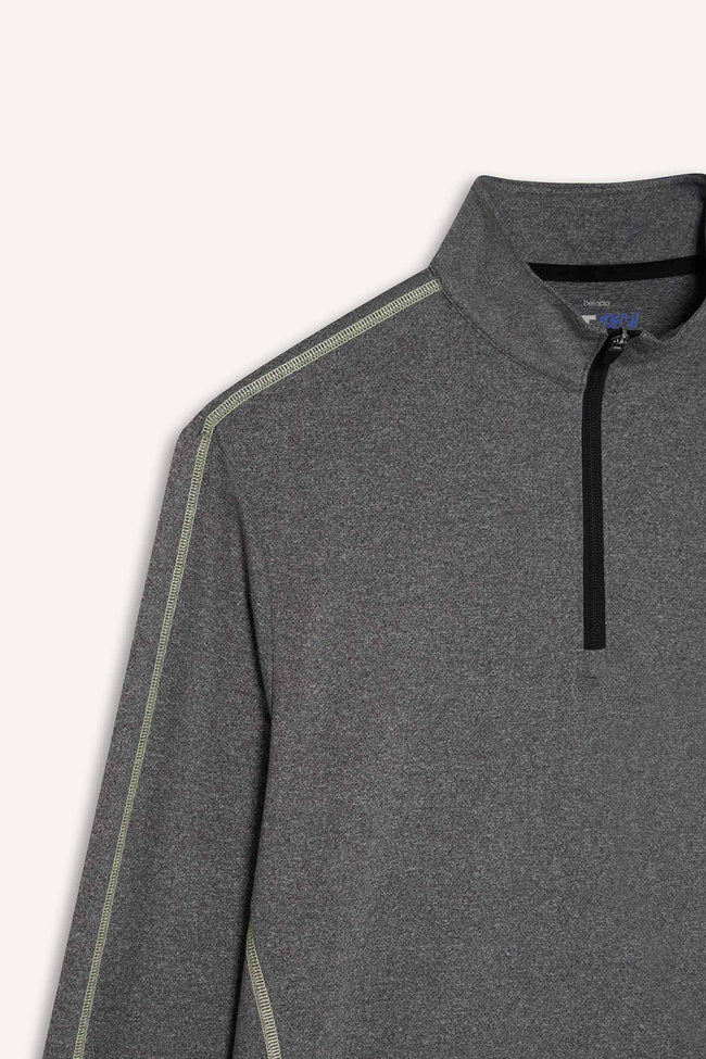 DeFactoFit Standard Fit Zippered Stand Collar Sports T-Shirt Main Image