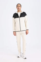 DeFactoFit Standard Fit Hooded Scuba Diving Fabric Sports Zippered Sweatshirt