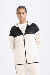 DeFactoFit Standard Fit Hooded Scuba Diving Fabric Sports Zippered Sweatshirt