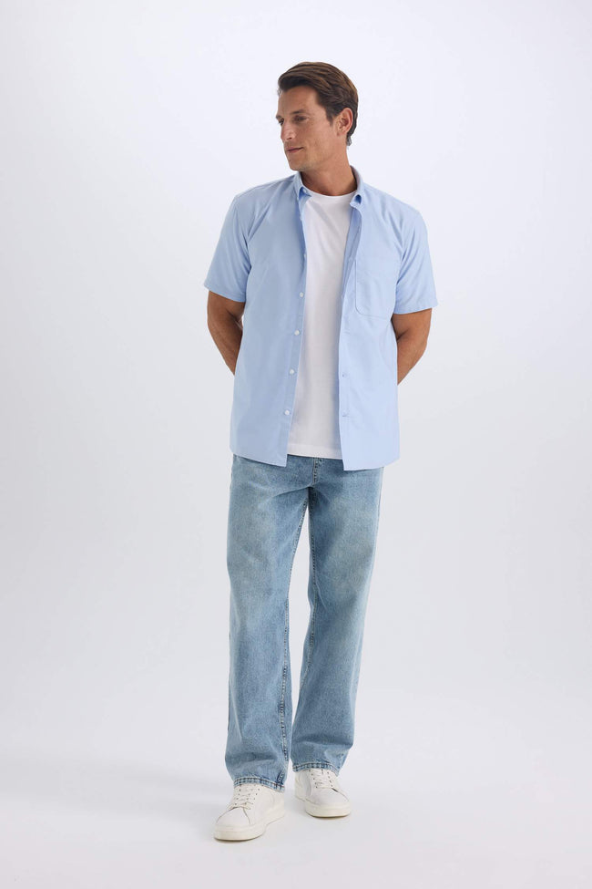 Regular Fit Polo Collar Oxford Short Sleeve Shirt Main Image